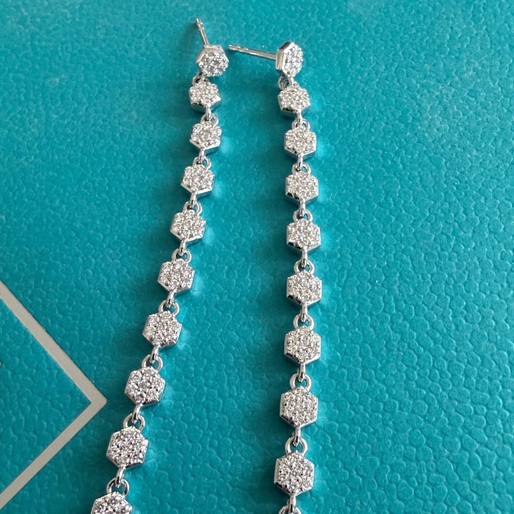 18k white gold Birks Diamond Drop Earrings - Picture 13 of 16